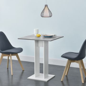 Tavolo da Cucina di Forma Quadrata 65 x 65 x 78 cm Tavolo da Pranzo per Monolocali / Studio Tavolo Fino a 2 Posti - Effetto Cemento con Bianco