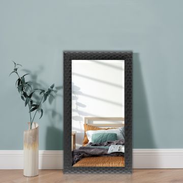 Specchio da Parete Ocre Cornice Decorativo a Nido d'Ape 114 x 64 cm Nero [en.casa]
