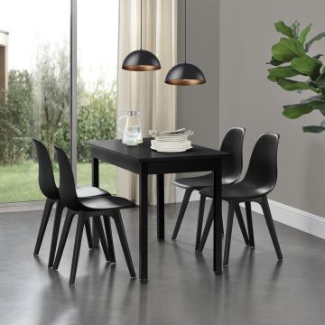 [en.casa] Sedie per Sala da Pranzo Design 83 x 54 x 48 cm Set di 4 Pezzi Plastica Nero
