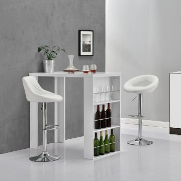 [en.casa] Bancone Bar con 3 Mensole 54 x 13,8 x 32,8 cm Tavolo Bar MDF Bianco Lucido