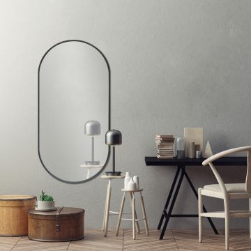 Specchio da Parete 'Corato' 40 x 80 cm Fissaggio Verticale/Orizzontale - Nero [en.casa]