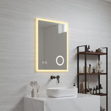 Specchio LED da Parete Scafa Multifunzionale Cornice Bianca - Varie Misure - pro.tec