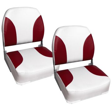[pro.tec] 2x Sedile barca (bianco/rosso) - di similpelle impermeabile / impermeabile / imbottito / sedile pescatore / persistente ad UV