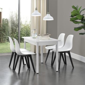 [en.casa] Sedie per Sala da Pranzo Design 83 x 54 x 48 cm Set di 6 Pezzi Plastica Bianco/Nero