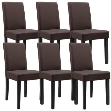 [en.casa] 6 sedie imbottite (marrone - opaco) (Ottima qualità) con piedi in legno massello / rivestimento in similpelle / elegante /
