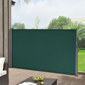 Paravento Estraibile (AxL) 180x300 cm Frangivento in Tessuto Impermeabile per Terrazza/Giardino Schermo Laterale Divisorio - Verde Scuro