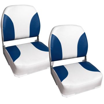 2x Sedile barca sedia per barca sedile del timoniere blu bianco similpelle