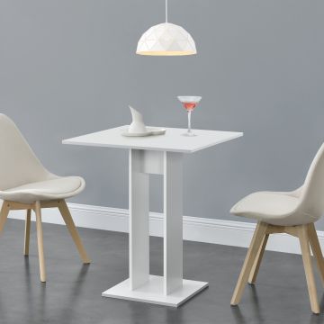 Tavolo da Cucina di Forma Quadrata 65 x 65 x 78 cm Tavolo da Pranzo per Monolocali / Studio Tavolo Fino a 2 Posti - Bianco