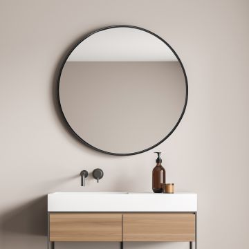Specchio da Parete Ordona Rotondo Nero - Varie Misure [en.casa]