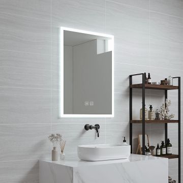 Specchio LED da Parete Scafa Multifunzionale Cornice Bianca 45 x 60 cm pro.tec