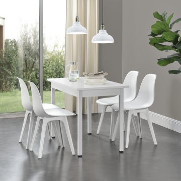 [en.casa] Sedie per Sala da Pranzo Design 83 x 54 x 48 cm Set di 4 Pezzi Plastica Bianco