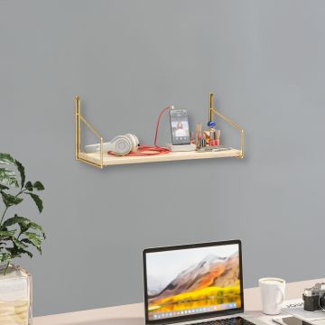 Mensola da Parete Muurame con Piano in Legno di Pino 40 x 14 cm [en.casa]