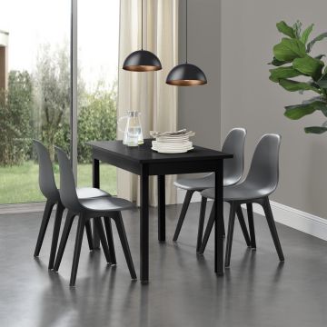 [en.casa] Sedie per Sala da Pranzo Design 83 x 54 x 48 cm Set di 2 Pezzi Plastica Grigio/Nero
