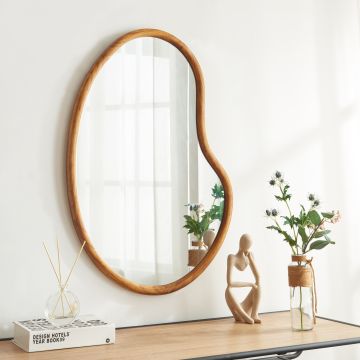 [en.casa] Specchio da Parete Jokioinen 75 x 55 cm Cornice Asimmetrica in Effetto Rovere