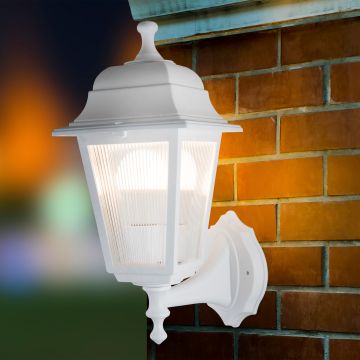 Lampada Esterna da Parete 'Huddersfield' Lanterna con Protezione IP44 - Bianco [lux.pro]