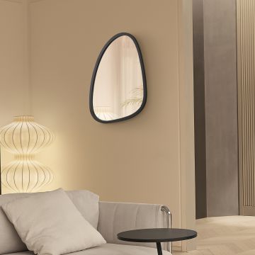 Specchio da Parete 'Grottole' 62 x 50 cm Specchio con Cornice in MDF da Linea Irregolare - Nero opaco [en.casa]