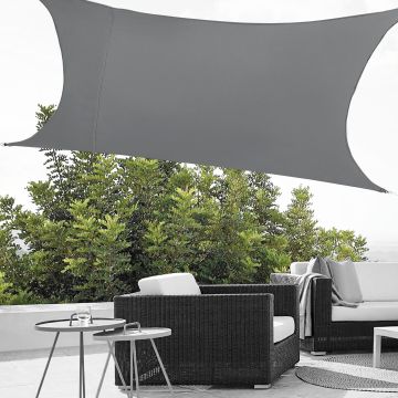 [en.casa] Tenda a Vela Parasole Oscurante Protezione Raggi UV e Vento Impermeabile Rettangolare 2,5m x 5m Grigio Scuro