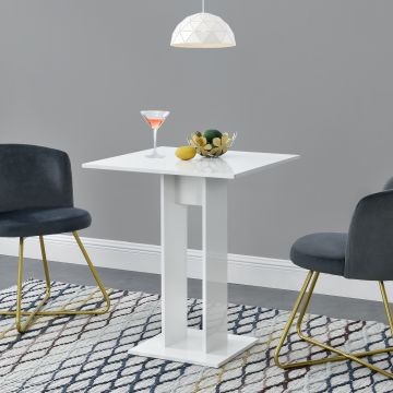 Tavolo da Cucina di Forma Quadrata 65 x 65 x 78 cm Tavolo da Pranzo per Monolocali / Studio Tavolo Fino a 2 Posti - Bianco Lucido
