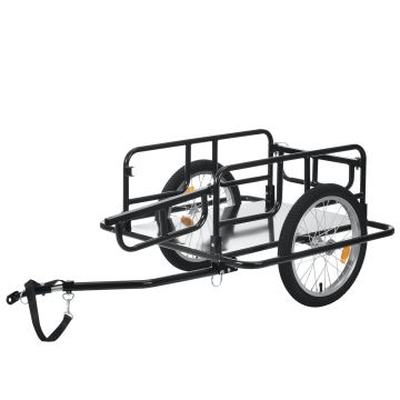 Rimorchio Cargo per Bicicletta 130 x 72 x 49 cm Carrello Trasporto per Bici con Telaio in Acciaio Carico Max. 40 kg - Nero