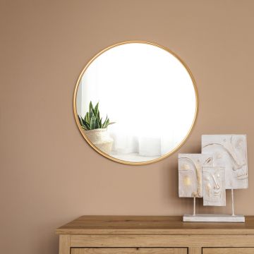Specchio da Parete Ordona Rotondo Ø 50 cm color Oro [en.casa]