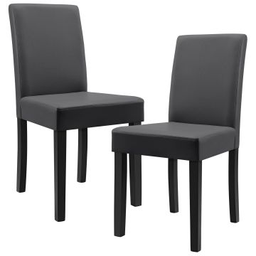 [en.casa] 2 sedie imbottite (grigio scuro) (Ottima qualità) con piedi in legno massello / rivestimento in similpelle / elegante /