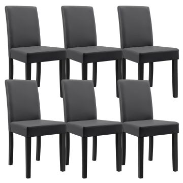 [en.casa] 6 sedie imbottite (grigio scuro) (Ottima qualità) con piedi in legno massello / rivestimento in similpelle / elegante /