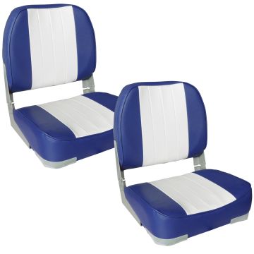[pro.tec] 2x Sedile barca (blu - bianco) - di similpelle impermeabile / sedile timone / impermeabile / imbottito /sedile pescatore / persistente ad UV