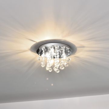 [lux.pro] Lampadario a corona - Trio - (3 attacchi G9)(2cm x Ø 28cm) Lampada da soffitto con cristalli artificiali