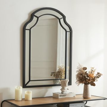 Specchio da Parete Puolanka 90 x 60 cm Cornice in MDF Nero [en.casa] 