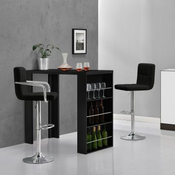[en.casa] Bancone Bar con 3 Mensole 54 x 13,8 x 32,8 cm Tavolo Bar MDF Nero Opaco