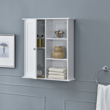 [en.casa] Armadio da parete per bagno con 5 mensole – 71x60x18cm – bianco