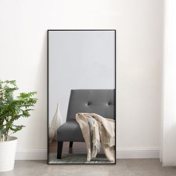 Specchio da Parete Novoli a Taglio Sfaccettato 50 x 100 cm Nero [en.casa]