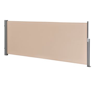 Paravento Estraibile (AxL) 100x300 cm Frangivento in Tessuto Impermeabile per Terrazzo/Balcone Schermo Laterale Divisorio - Color Sabbia
