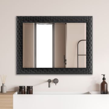Specchio da Parete Ocre Cornice Decorativo a Nido d'Ape 84 x 64 cm Nero [en.casa]