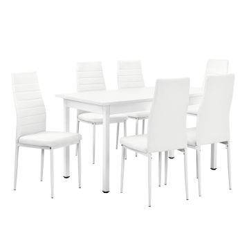 [en.casa] Tavolo da pranzo - 14cm x 6cm x 75cm - con 6 sedie imbottite
