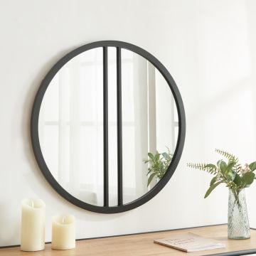 Specchio da Parete Suomussalmi Ø 60 cm Rotondo Nero [en.casa] 