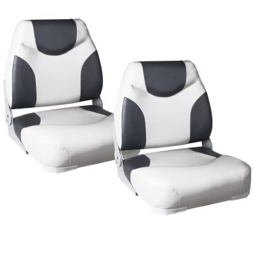 [pro.tec] 2x Sedile barca 'Exclusive - Line' (grigio- bianco) - di similpelle impermeabile / sedile timone / impermeabile / imbottito / sedile pescatore / persistente ad UV