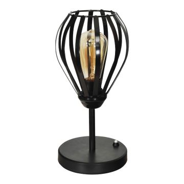 Lampada da Tavolo - Altezza 32 cm - Lampada da Comodino con Paralume a Gabbia Lampada a Forma di Calice in  Stile Industriale - Nero - lux.pro