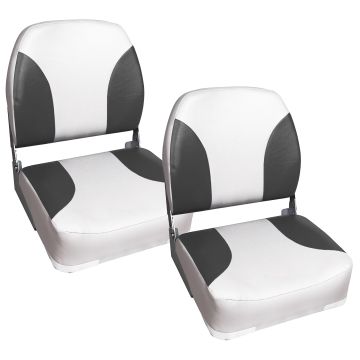 [pro.tec] 2x Sedile barca (bianco/grigio) - di similpelle impermeabile / impermeabile / imbottito / sedile pescatore / persistente ad UV