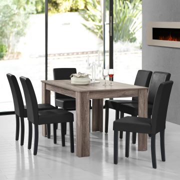 [en.casa] Tavolo da pranzo con 6 sedie nere moderno
