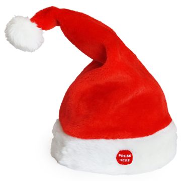 [lux.pro] Cappello Babbo Natale che Canta e Balla 39 cm x Ø 22cm Beretto Natale a Pile