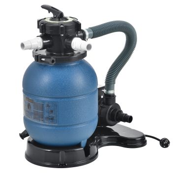 Pompa Filtro a Sabbia per Piscine a 12-20 m³  - Capacitá del Serbatoio 20 kg - Valvola a 5 Posizioni - Depuratore Acqua da Piscina - Blu