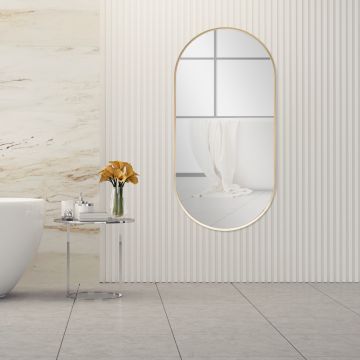 Specchio da Parete 'Corato' 40 x 80 cm Fissaggio Verticale/Orizzontale - color Oro [en.casa]