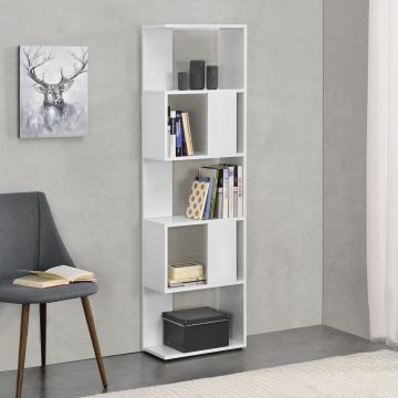 Libreria a 5 Ripiani 159 x 45 x 23,5 cm Scaffale in Design Moderno Mobile Portaoggetti per Soggiorno - Bianco