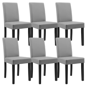 [en.casa] 6 sedie imbottite (grigio chiaro) (Ottima qualità) con piedi in legno massello / rivestimento in similpelle / elegante /