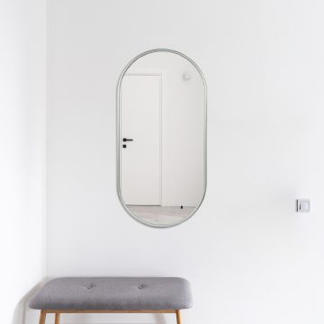 Specchio da Parete Picciano Ovale 30 x 60 cm Grigio Grafite [en.casa]