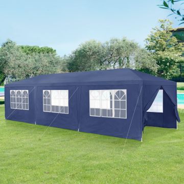 [casa.pro] Gazebo da Giardino 900 x 300 x 255 cm Tenda da Giardino Struttura in Acciaio Pieghevole Impermeabile Blu scuro