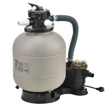 Pompa Filtro a Sabbia per Piscine a 18-30 m³  - Capacitá del Serbatoio 40 kg - Valvola a 5 Posizioni - Depuratore Acqua da Piscina - Beige