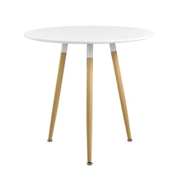 [en.casa] Tavolo da pranzo tondo bianco legno - Altezza: 75cm, diametro: 80 cm