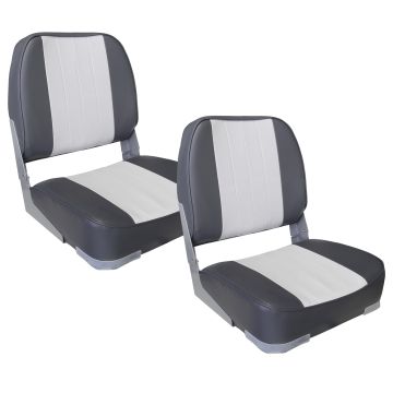 [pro.tec] 2x Sedile barca (grigio - bianco) - di similpelle impermeabile / sedile timone / impermeabile / imbottito / sedile pescatore / persistente ad UV